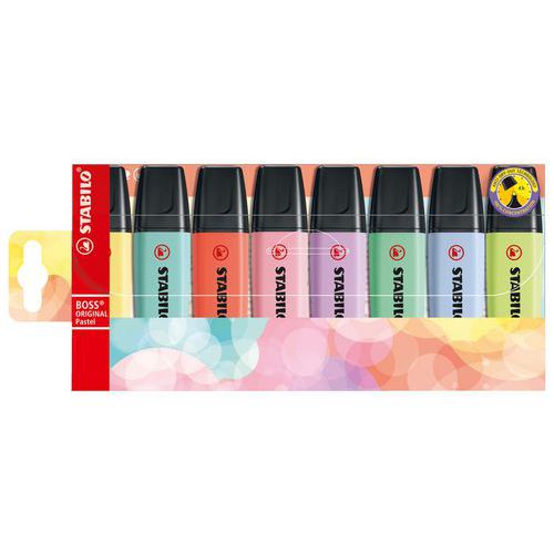 Set mit 8 Boss Original Pastell-Textmarkern, farbsortiert - Stabilo