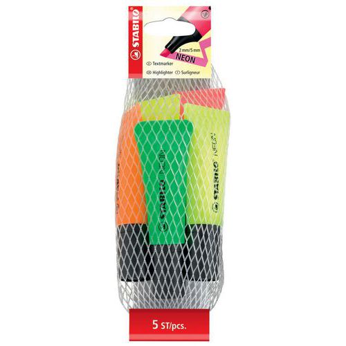 Set mit 5 Textmarkern Neon sortiert - Stabilo