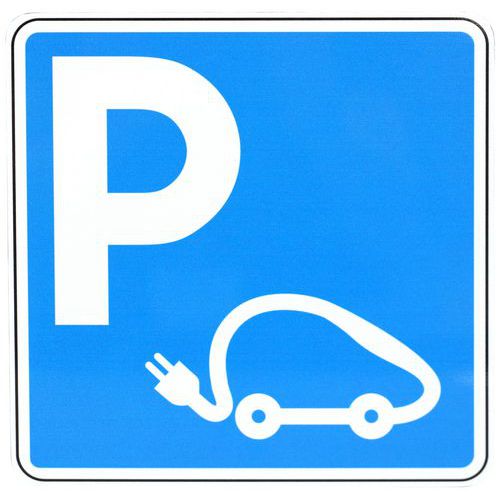 Schild - Elektrofahrzeug-Ladestation, blau - Aluminium - Manutan Expert