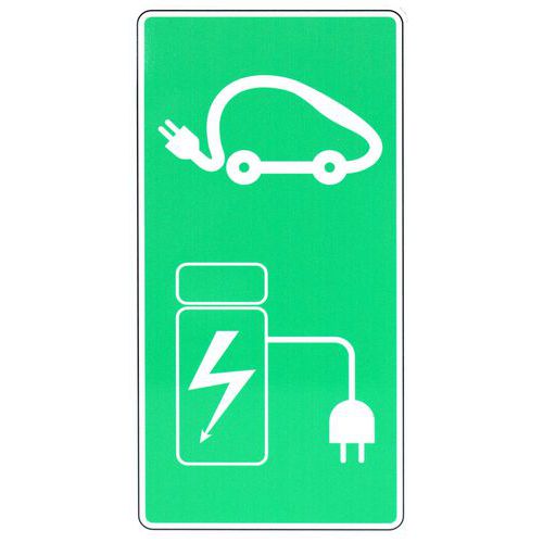 Panneau Recharge voiture électrique - Vert - Adhésif - Manutan Expert