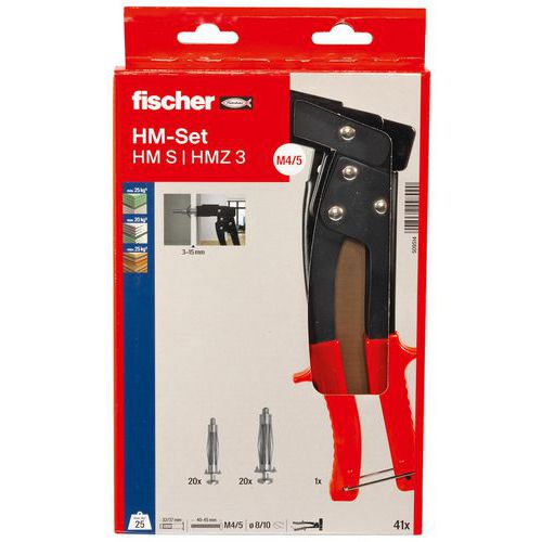 Set mit Zange, 40 Hohlraumdübeln HM und Schrauben - Fischer
