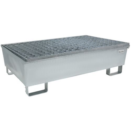 Konischer Auffangbehälter aus Stahl, 220 L - 2 Fässer - Manutan Expert