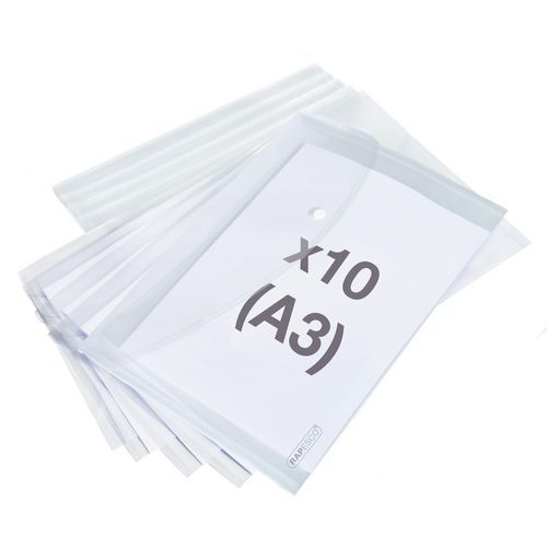Transparente A3-Taschen mit Druckknopf - Rapesco