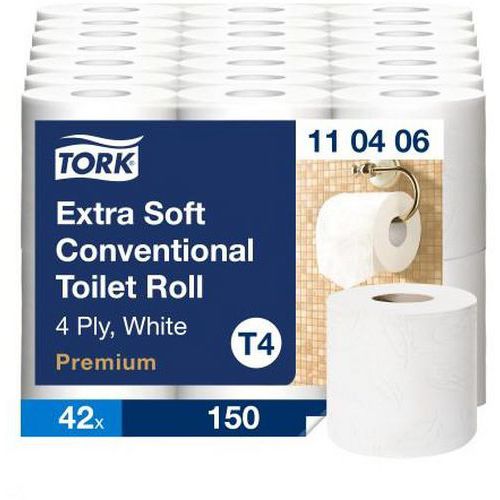 Extraweiches Toilettenpap., Rolle, 4-lagig, weiß, T4 Premium