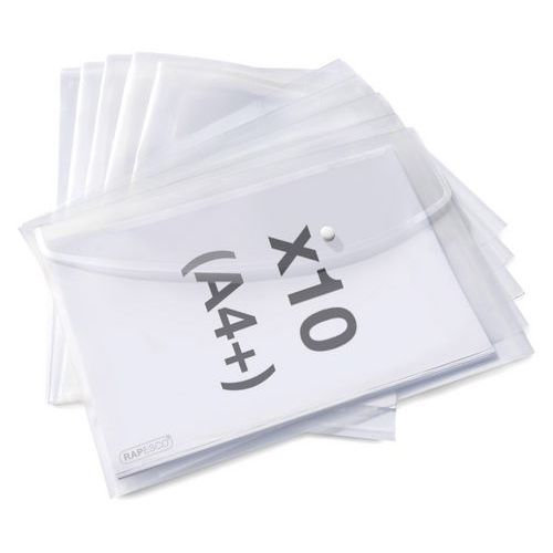Set mit 10 transparenten A4-Dokumententaschen mit Druckknopf - Rapesco