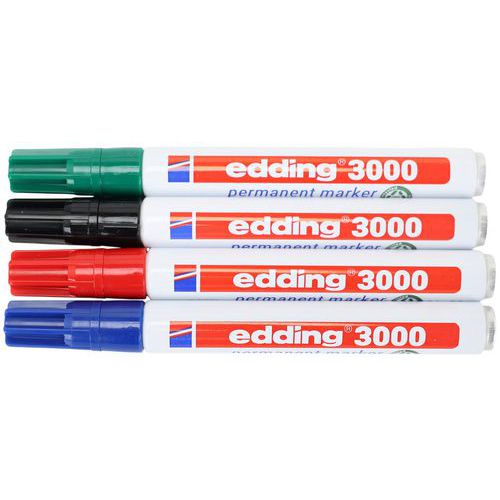 Permanentmarker Edding 3000 - 4er-Pack mit verschiedenen Farben