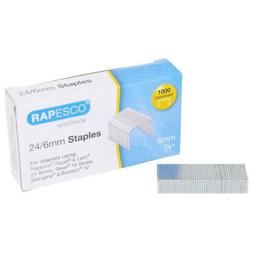 Schachtel mit 1000 verzinkten Heftklammern 24/6 - Rapesco
