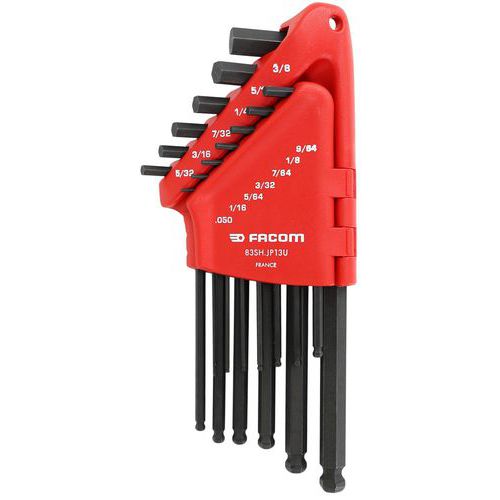 Set mit langen Stiftschlüsseln mit Kugelkopf, Zoll