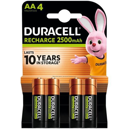 Wiederaufladbare Batterie 2.500 mAh AA LR6 - 4 Stück - Duracell