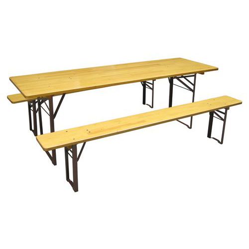 Set mit Holztisch und Klappbänken 220cm
