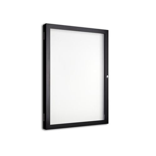Außenvitrine mit Flügeltür, Aluminiumboden, schwarzer Rahmen - AME