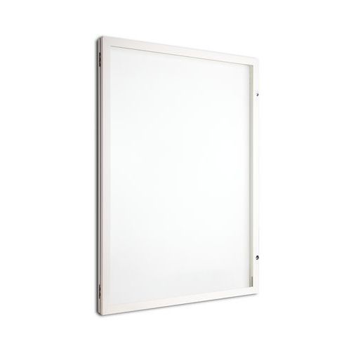 Außenvitrine mit Flügeltür, Aluminiumboden, weißer Rahmen - AME