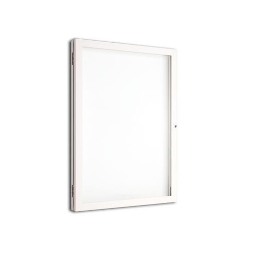 Außenvitrine mit Flügeltür, Aluminiumboden, weißer Rahmen - AME