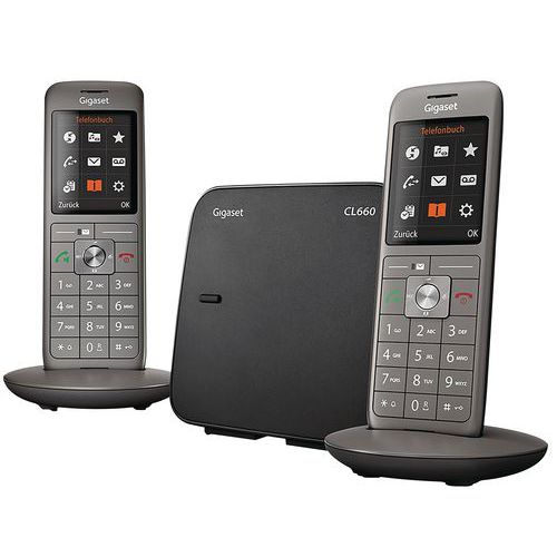 Kabelloses Festnetztelefon Gigaset CL660, Modell: 2 Mobilteile , Anrufbeantworter: nein, Farbe: Grau