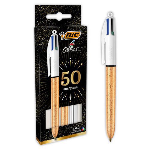 Kugelschreiber 4 Farben silber gold-textur. Frosteff. - BIC