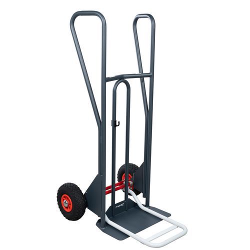 Ergonomische Sackkarre mit Ankipphilfe, Tragkraft 350 kg - geschlossener Griff - Luftreifen