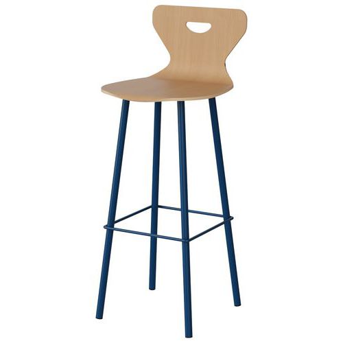 Hocker Malibu, Sitzschale aus Buchenholz, Grifföffnung, Stahlgestell - Manutan Expert