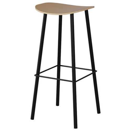 Hocker Malibu Sitzfläche Buche Gestell Stahl - Manutan Expert