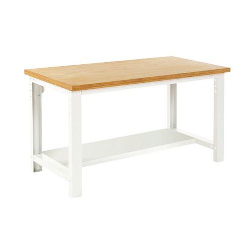 Werkbank Cubio mit festem Fachboden - Breite 200 cm - Linoleum Werkbank Cubio mit festem Fachboden - Breite 200 cm - Linoleum