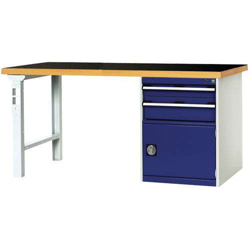 Établi Cubio Combi avec 2 tiroirs + 1 armoire - Largeur 200 cm - Polyrey Établi Cubio Combi avec 2 tiroirs + 1 armoire - Largeur 200 cm - Polyrey