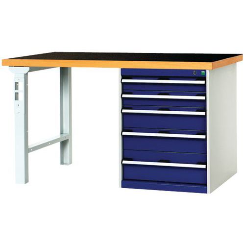 Arbeitstisch Cubio Combi mit 5 Schubfächern - Breite 150 cm - Polyrey Arbeitstisch Cubio Combi mit 5 Schubfächern - Breite 150 cm - Polyrey