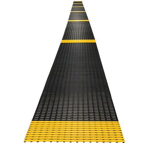 Flexible Ringmatte Crossgrip Line - Farbmarkierung im Wechsel schwarz/gelb - Auf Rolle - Plastex