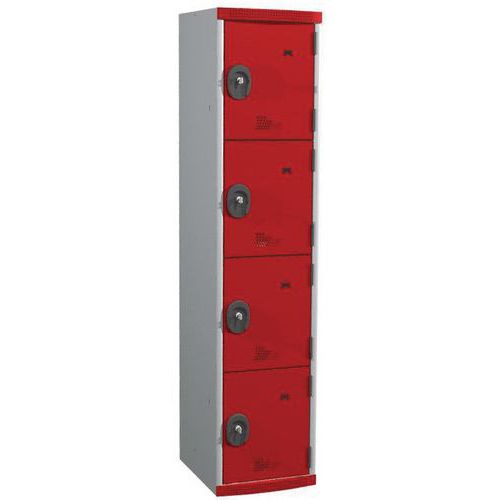 Spind Seamline Optimum® mit 4 Fächern - 1 Säule, Breite 400 mm - auf Sockel - Acial