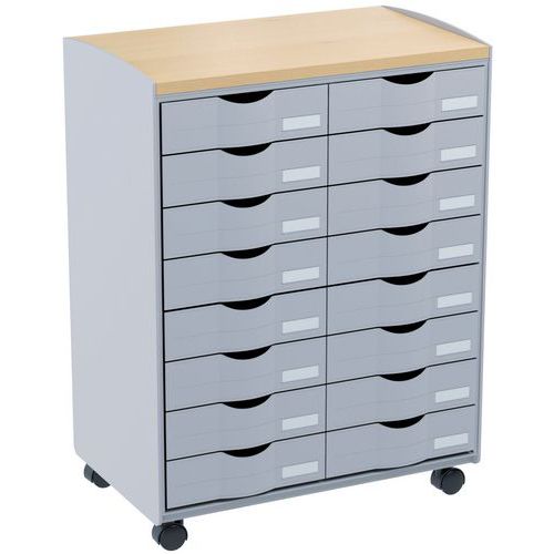 Mobiler Abstelltisch - 16 Schubladen - Paperflow