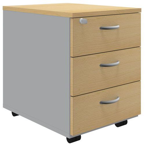 Rollcontainer Air/Pure/Ticka, Werkstoff: Melaminbeschichtet, Gesamthöhe: 58 cm, Anzahl Schubladen: 3