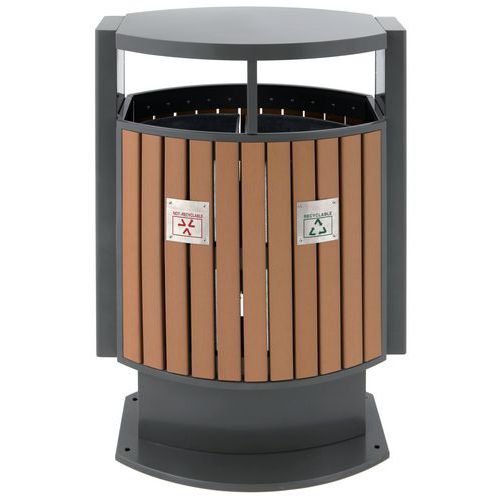Abfallbehälter für den Außenbereich, Mülltrennung, Holzoptik 2 x 39 L