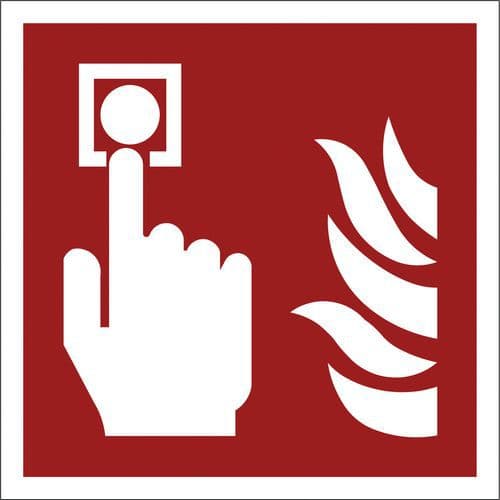 Panneaux anti-incendie ISO 7010, 150 x 150 mm, Bouton d'alarme