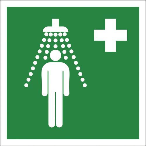 Rettungszeichen, ISO 7010, 150 x 150 mm, Notdusche