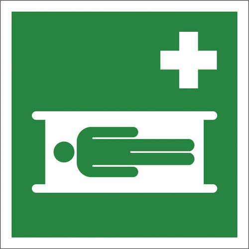 Rettungszeichen, ISO 7010, 150 x 150 mm, Krankentrage