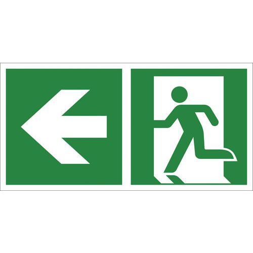 Rettungszeichen ISO 7010, 300 x 150 mm, Rettungsweg (links) + Richtungspfeil links