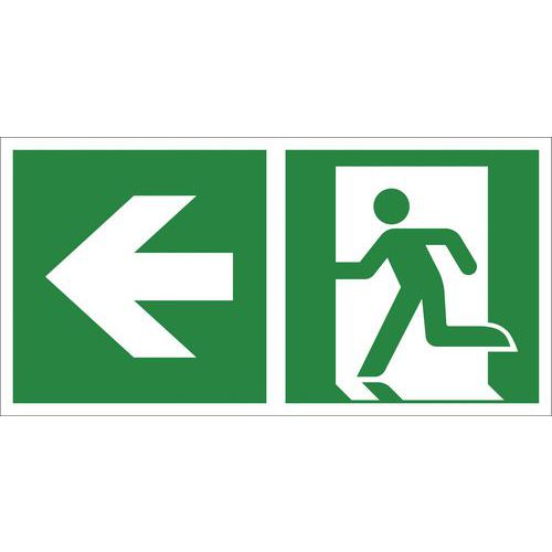 Rettungszeichen ISO 7010, 400 x 200 mm, Rettungsweg (links) + Richtungspfeil links