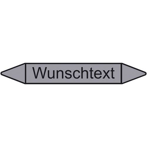 Rohrmarkierer (DIN 2403), Grund grau / Schrift schwarz, mit Schutzlaminat