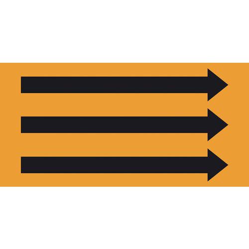 Kennzeichnungsband mit Fliessrichtungspfeilen (DIN 2403), gelb mit schwarzen Pfeilen