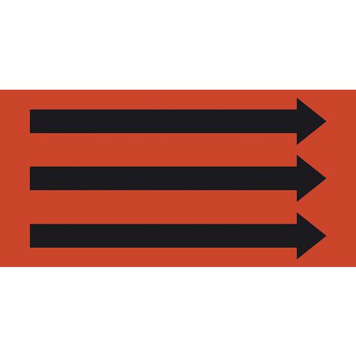 Kennzeichnungsband mit Fliessrichtungspfeilen (DIN 2403), orange mit schwarzen Pfeilen