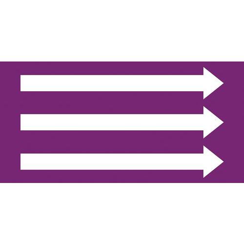Kennzeichnungsband mit Fliessrichtungspfeilen (DIN 2403), violett mit weissen Pfeilen