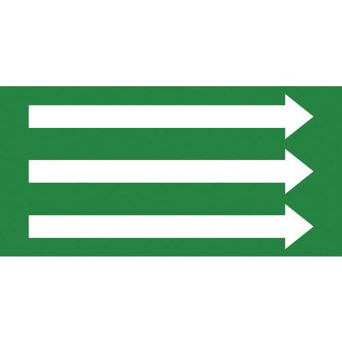 Kennzeichnungsband mit Fliessrichtungspfeilen (DIN 2403), grün mit weissen Pfeilen