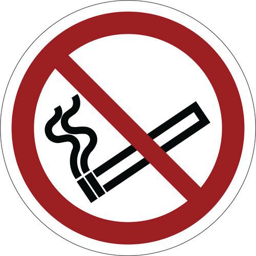 Panneau d'interdiction ISO 7010, Défense de fumer, PVC, Autocollant