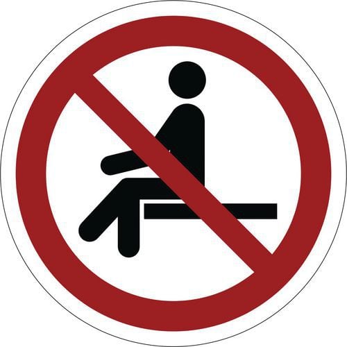 Panneau d'interdiction ISO 7010, Interdiction de s'asseoir, PVC, Autocollant