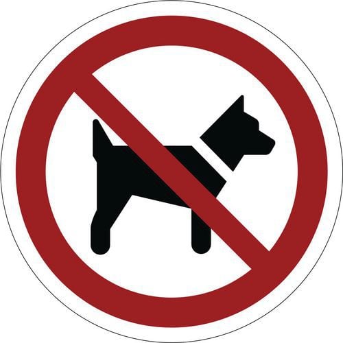 Verbotszeichen ISO 7010, Mitführen von Hunden verboten, Kunststoff-Folie, selbstklebend