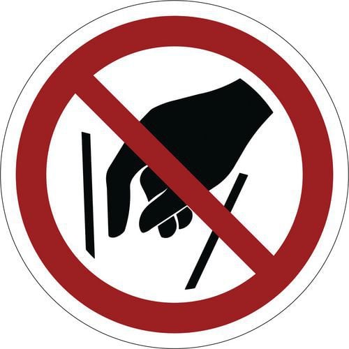 Panneau d'interdiction ISO 7010, Ne pas mettre les mains, Plastique rigide