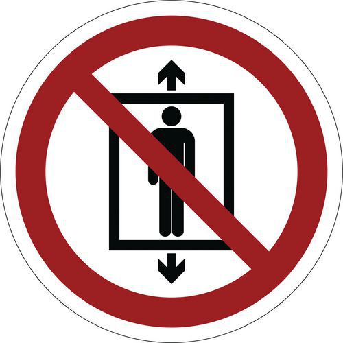 Panneau d'interdiction ISO 7010, Ne pas utiliser cet ascenseur pour des personnes, PVC, Autocollant