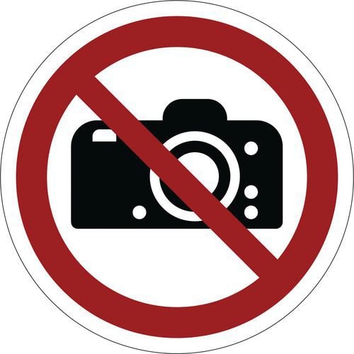 Panneau d'interdiction ISO 7010, Défense de photographier, PVC, Autocollant