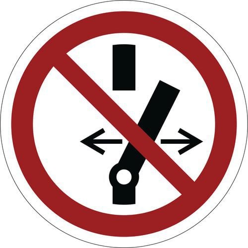 Panneau d'interdiction ISO 7010, Ne pas modifier la position de l'interrupteur, PVC, Autocollant