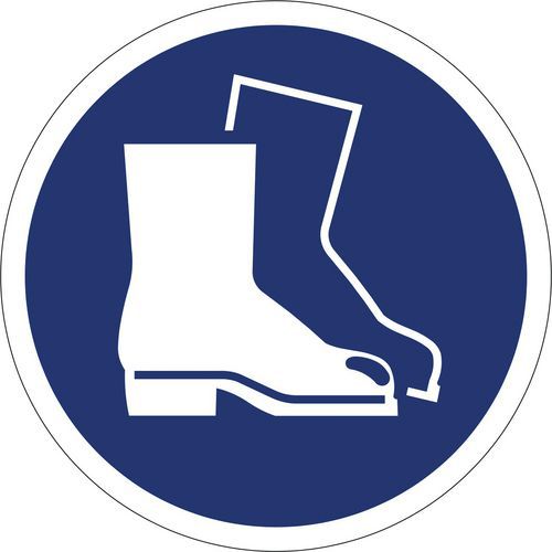 Panneaux d'obligation ISO 7010, Chaussures de sécurité obligatoires, PVC, Adhésif