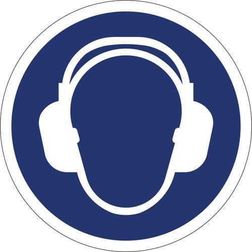 Gebotszeichen ISO 7010, Gehörschutz benutzen, Kunststoffschild