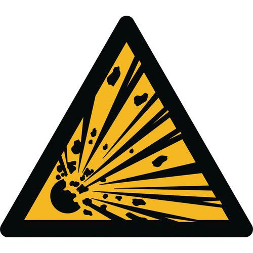 Warnzeichen ISO 7010, Warnung vor explosionsgefährlichen Stoffe, Kunststoff-Folie, selbstklebend